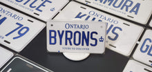 Load image into Gallery viewer, Custom Ontario White Motorcycle License Plate: Byrons
