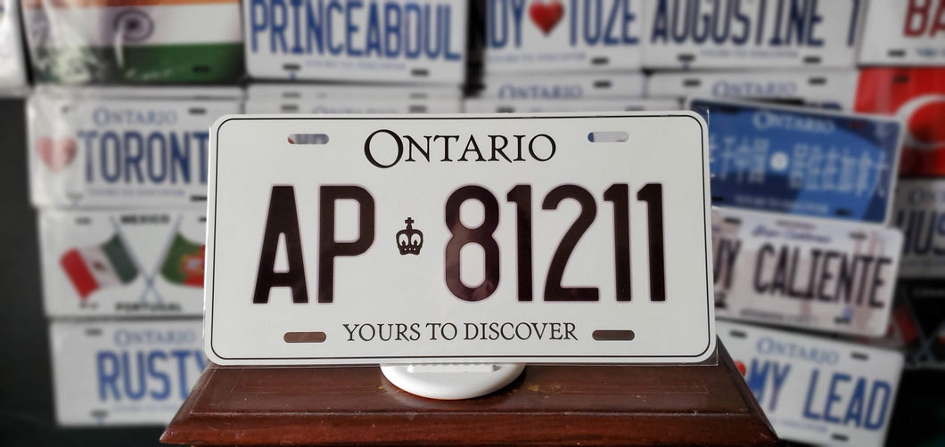 AP👑81211 : Custom Car Plate Ontario For Novelty Souvenir Gift Display Special Occasions Mancave Garage Office Windshield