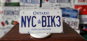 NYC 👑 BIK3 : Custom Bike Plate Ontario For Novelty Souvenir Gift Display Special Occasions Mancave Garage Office Windshield