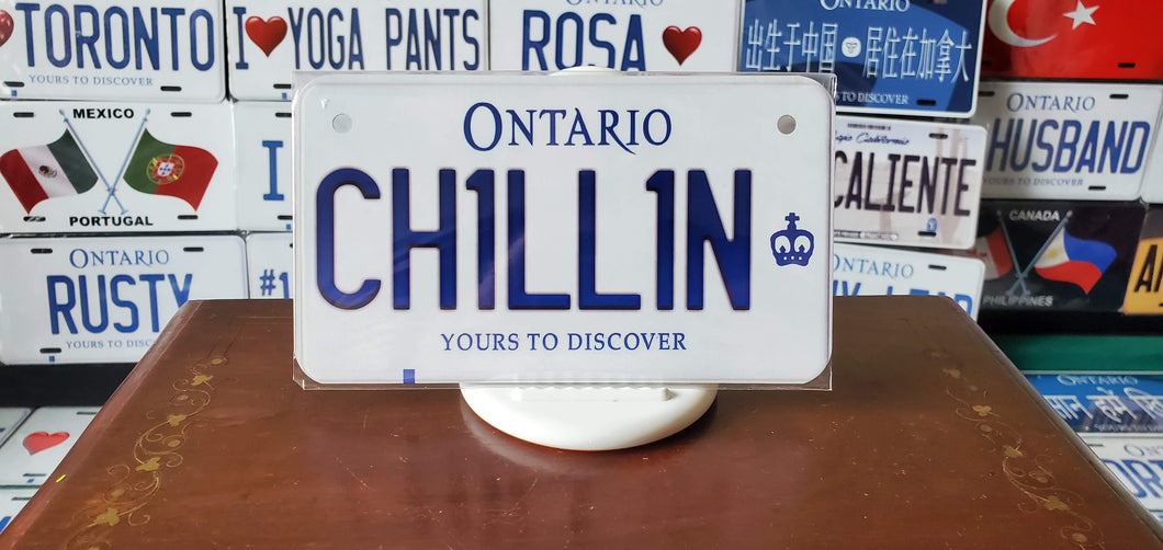 CH1LL1N : Custom Bike Plate Ontario For Novelty Souvenir Gift Display Special Occasions Mancave Garage Office Windshield