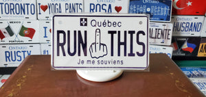 RUN🖕THIS : Custom Bike Quebec For Off Road License Plate Souvenir Personalized Gift Display