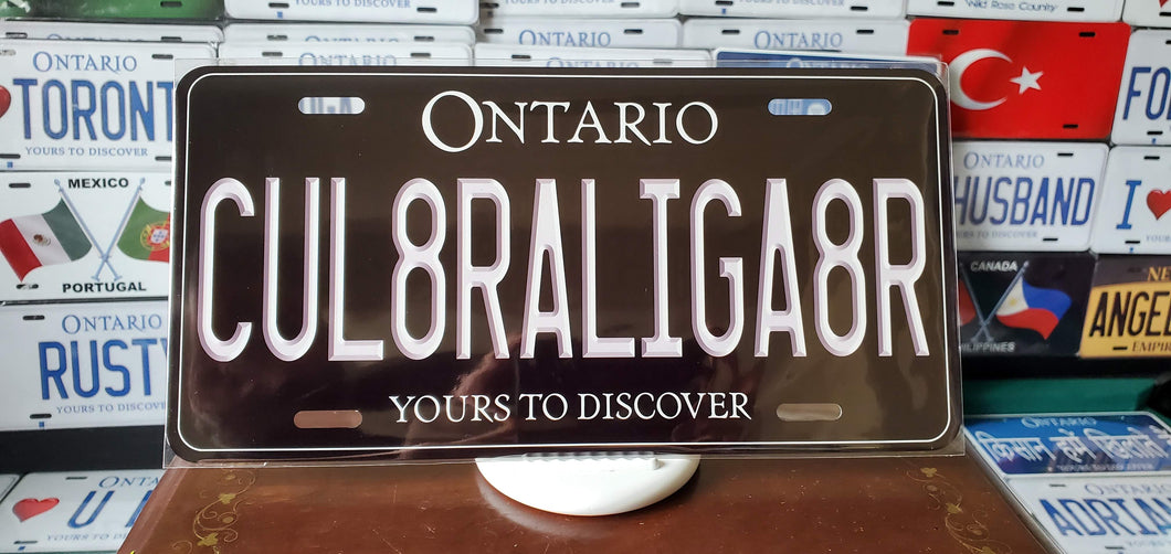 CUL8RALIGA8R : Custom Car Ontario For Off Road License Plate Souvenir Personalized Gift Display