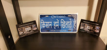 Load image into Gallery viewer, FARMERS FEED US (HINDI किसान हमें खिलाते हैं) : Custom Car Ontario For Off Road License Plate Souvenir Personalized Gift Display

