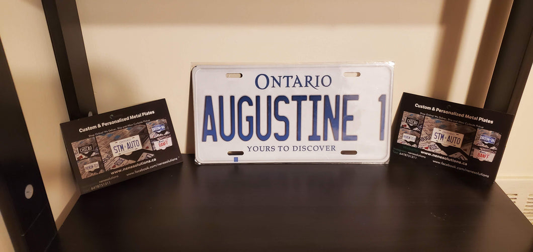 AUGUSTINE 1 : Custom Car Ontario For Off Road License Plate Souvenir Personalized Gift Display