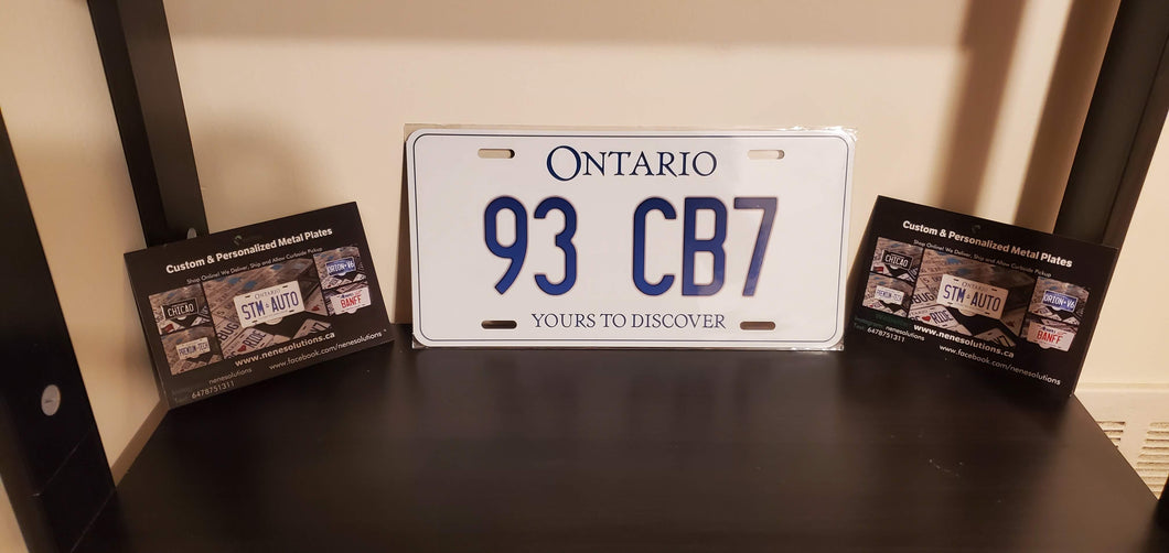93 CB7 : Custom Car Plate Ontario For Novelty Souvenir Gift Display Special Occasions Mancave Garage Office Windshield