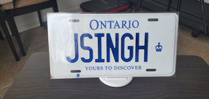 JSINGH : Custom Car Plate Ontario For Novelty Souvenir Gift Display Special Occasions Mancave Garage Office Windshield