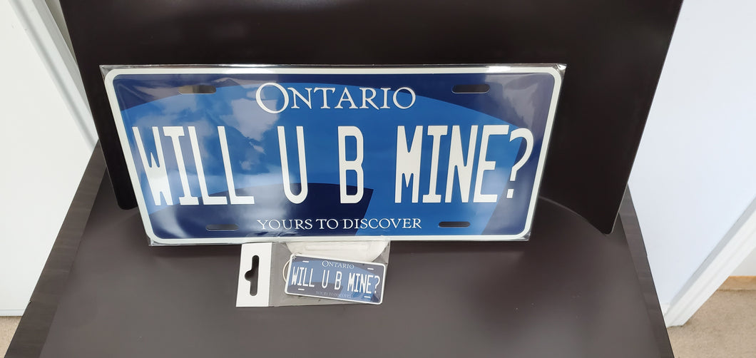 WILL U BE MINE ? : Custom Car  With Keychain Ontario For Off Road License Plate Souvenir Personalized Gift Display