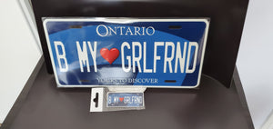 B MY GRLFRND : Custom Car  With Keychain Ontario For Off Road License Plate Souvenir Personalized Gift Display