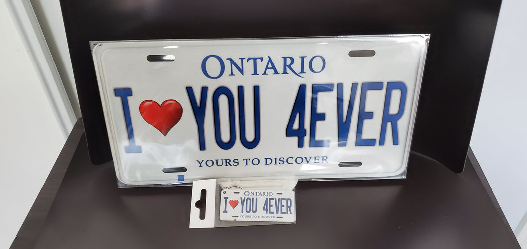 I  <3 YOU 4EVER : Custom Car Plate Ontario For Novelty Souvenir Gift Display Special Occasions Mancave Garage Office Windshield