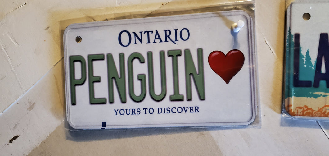 PENGIUN <3 (In Green) : Custom Bike Plate Ontario For Novelty Souvenir Gift Display Special Occasions Mancave Garage Office Windshield