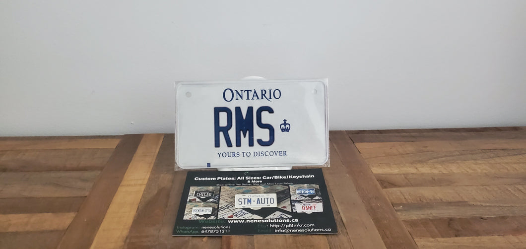 RMS : Custom Bike Plate Ontario For Novelty Souvenir Gift Display Special Occasions Mancave Garage Office Windshield