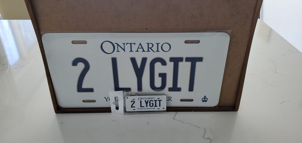 2 LYGIT : Custom Car with Keychain Plate Ontario For Novelty Souvenir Gift Display Special Occasions Mancave Garage Office Windshield