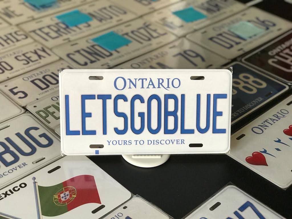 *LETSGOBLUE* : Personalized Name Plate:  Souvenir/Gift Plate in Car Size