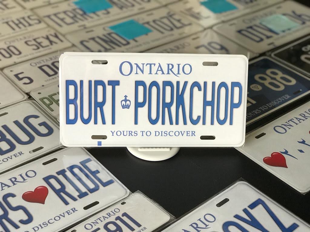 *BURT PORKCHOP* : Personalized Name Plate:  Souvenir/Gift Plate in Car Size