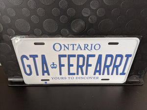 *GTA FERFARRI* Customized Ontario Car Plate Size Novelty/Souvenir/Gift Plate