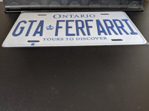 *GTA FERFARRI* Customized Ontario Car Plate Size Novelty/Souvenir/Gift Plate