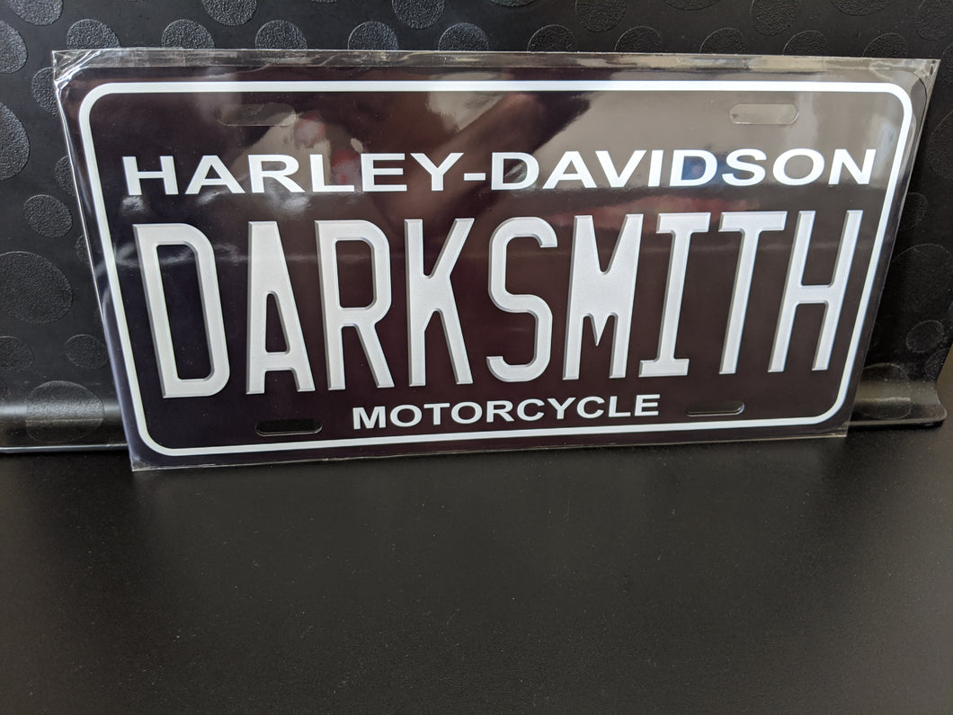 ANY TEXT : Custom Car Harley Davidson Black Background For Off Road License Plate Souvenir Personalized Gift Displaye
