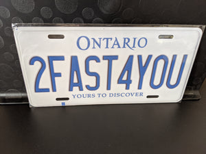 *2FAST4YOU* Customized Ontario Car Plate Size Novelty/Souvenir/Gift Plate