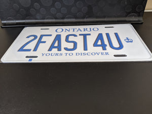 2FAST4U : Custom Car Ontario For Off Road License Plate Souvenir Personalized Gift Display