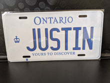 Load image into Gallery viewer, JUSTIN : Custom Car Ontario For Off Road License Plate Souvenir Personalized Gift Display
