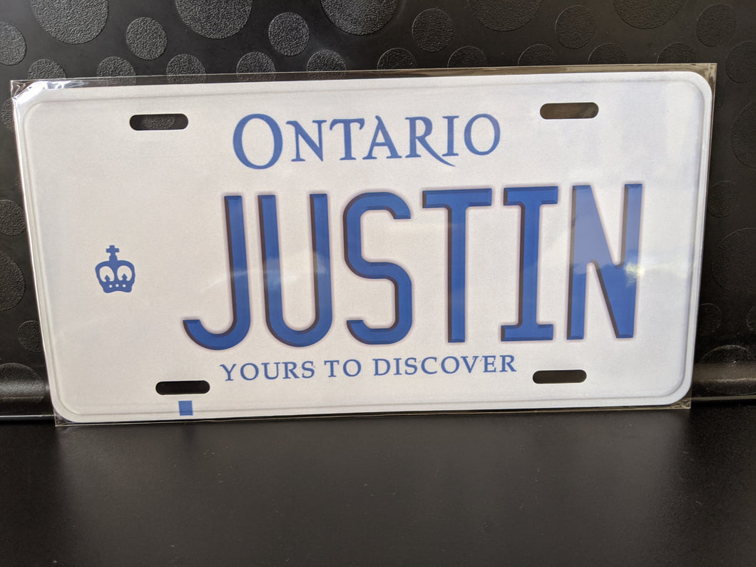JUSTIN : Custom Car Ontario For Off Road License Plate Souvenir Personalized Gift Display