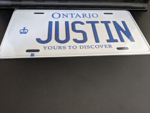 JUSTIN : Custom Car Ontario For Off Road License Plate Souvenir Personalized Gift Display