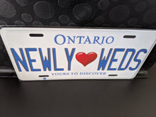 Load image into Gallery viewer, NEWLY &lt;3 WEDS : Custom Car Ontario For Off Road License Plate Souvenir Personalized Gift Display
