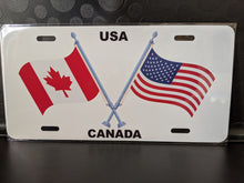 Load image into Gallery viewer, Canada-USA Dual Flag with Poles : Custom Car Usa/CanadaFor Off Road License Plate Souvenir Personalized Gift Display
