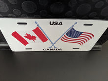 Load image into Gallery viewer, Canada-USA Dual Flag with Poles : Custom Car Usa/CanadaFor Off Road License Plate Souvenir Personalized Gift Display
