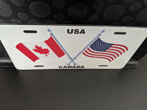Canada-USA Dual Flag with Poles : Custom Car Usa/CanadaFor Off Road License Plate Souvenir Personalized Gift Display