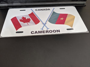 *Canada-Cameroon* Dual Flag with Poles: Car Plate Size for Novelty/Souvenir/Gift