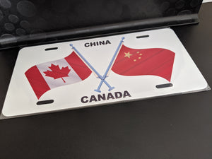 Canada-China Dual Flag with Poles : Custom Car China/Canada For Off Road License Plate Souvenir Personalized Gift Display