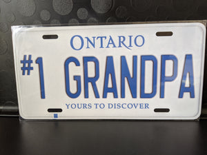 #1 GRANDPA : Custom Car Ontario For Off Road License Plate Souvenir Personalized Gift Display