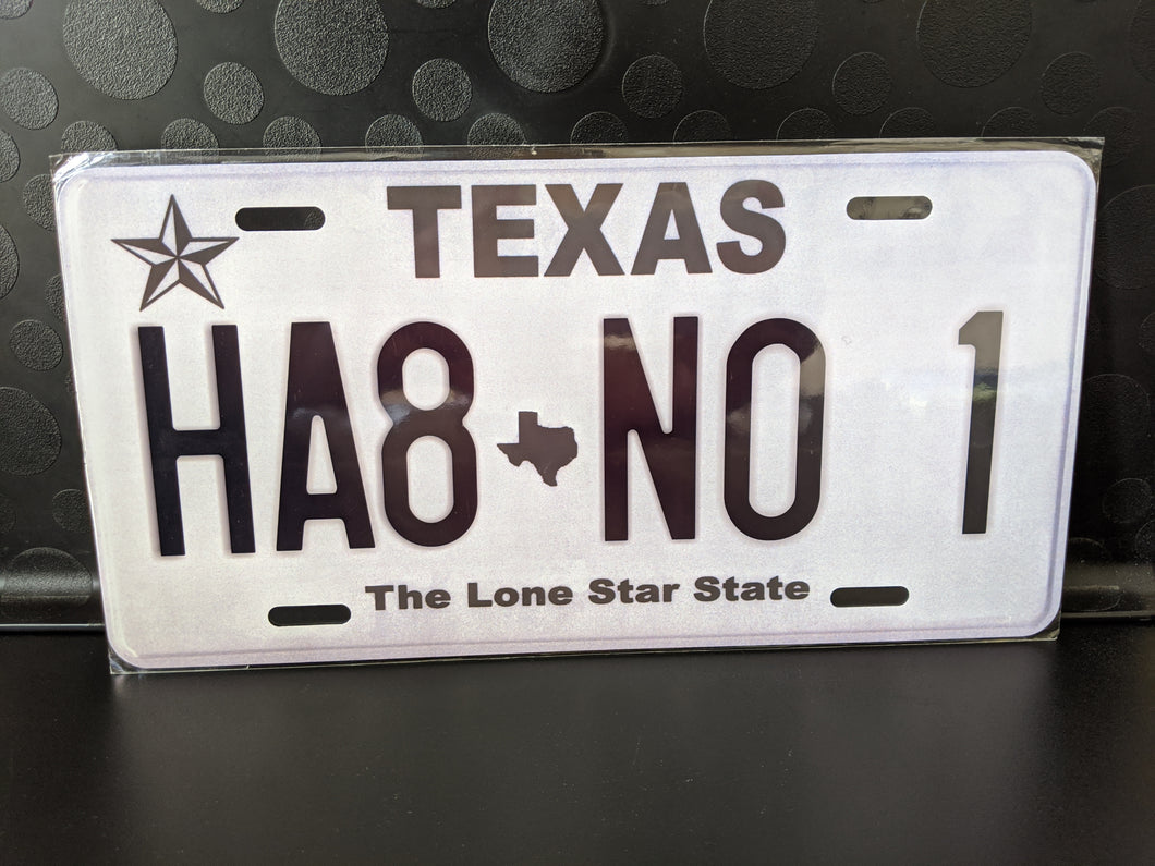 HA8 NO1 (Texas) : Custom Car Texas For Off Road License Plate Souvenir Personalized Gift Display