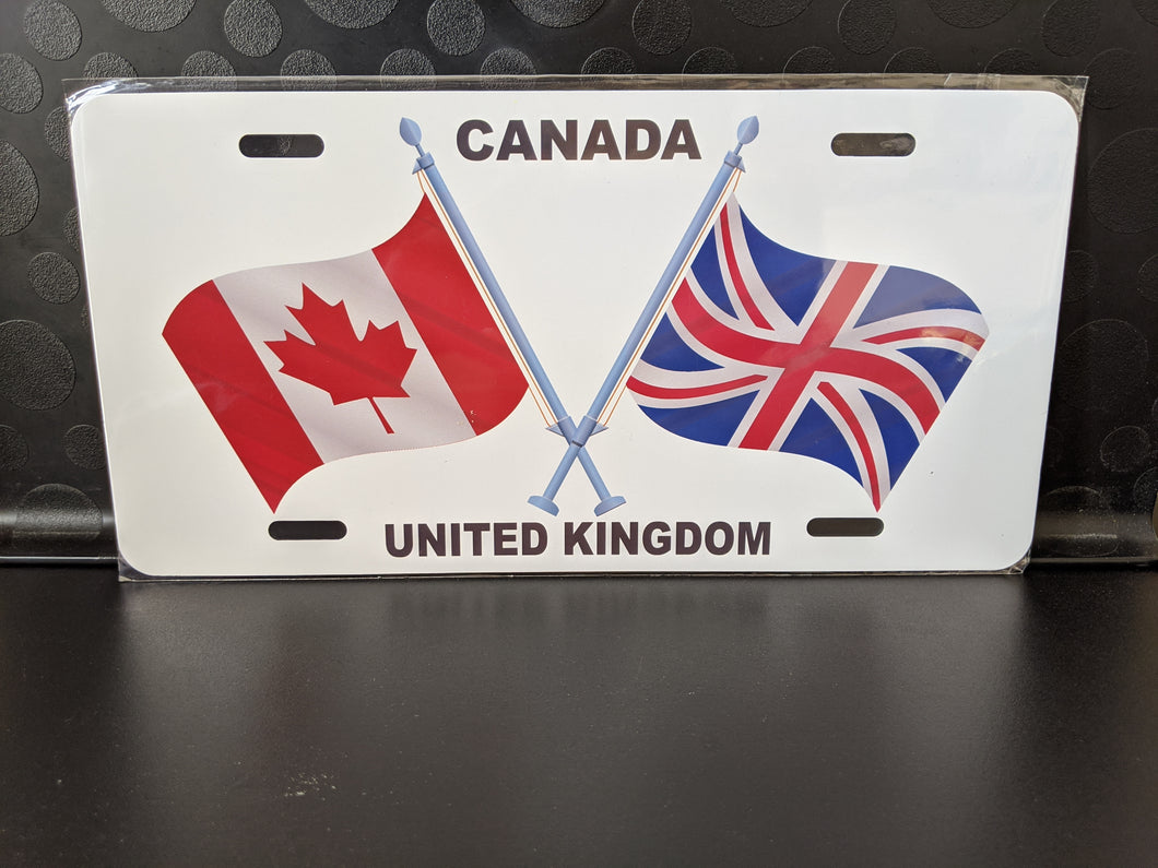 Canada-UK Dual Flag with Poles : Custom Car  Canada/United Kingdom For Off Road License Plate Souvenir Personalized Gift Display