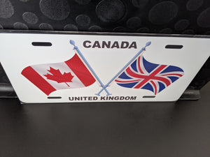 Canada-UK Dual Flag with Poles : Custom Car  Canada/United Kingdom For Off Road License Plate Souvenir Personalized Gift Display