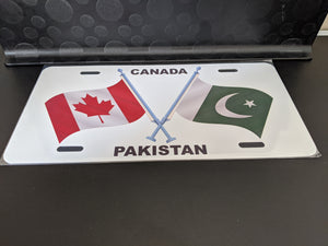 *Canada-Pakistan* Dual Flag with Poles: Car Plate Size for Novelty/Souvenir/Gift