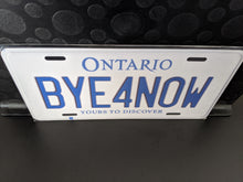 Load image into Gallery viewer, *BYE4NOW* Customized Ontario Car Plate Size Novelty/Souvenir/Gift Plate
