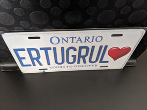 *ERTUGRUL<3* Customized Ontario Car Plate Size Novelty/Souvenir/Gift Plate