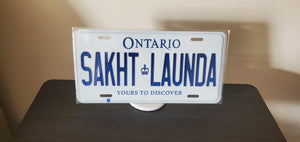 SAKHT LAUNDA :  Custom Car Ontario For Off Road License Plate Souvenir Personalized Gift Display