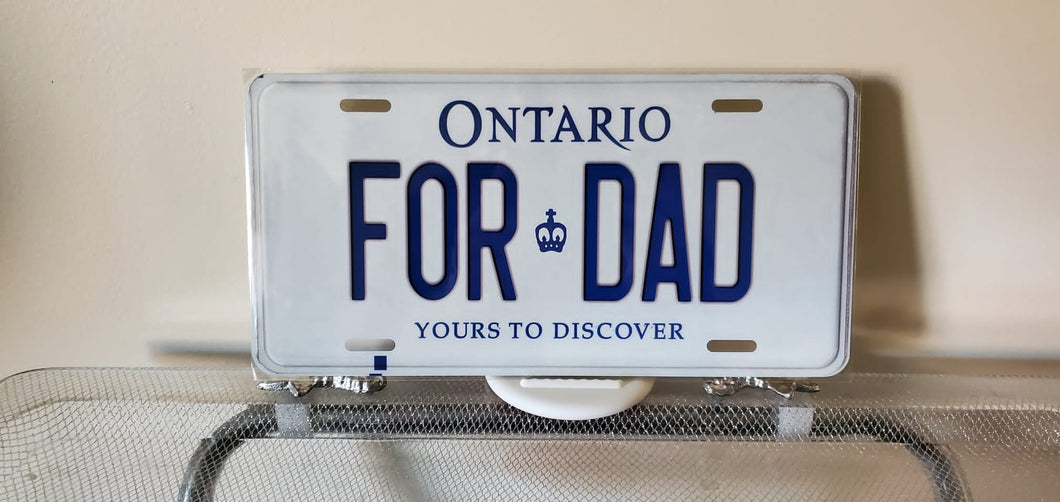 FOR DAD : Custom Car Ontario For Off Road License Plate Souvenir Personalized Gift Display