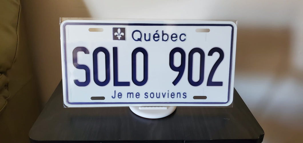 SOLO 902 : Custom Car Plate Quebec For Novelty Souvenir Gift Display Special Occasions Mancave Garage Office Windshield