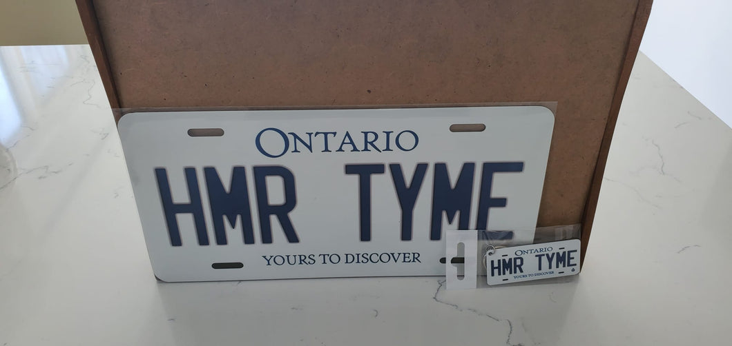 H M R TYME : Custom Car with Keychain Plate Ontario For Novelty Souvenir Gift Display Special Occasions Mancave Garage Office Windshield