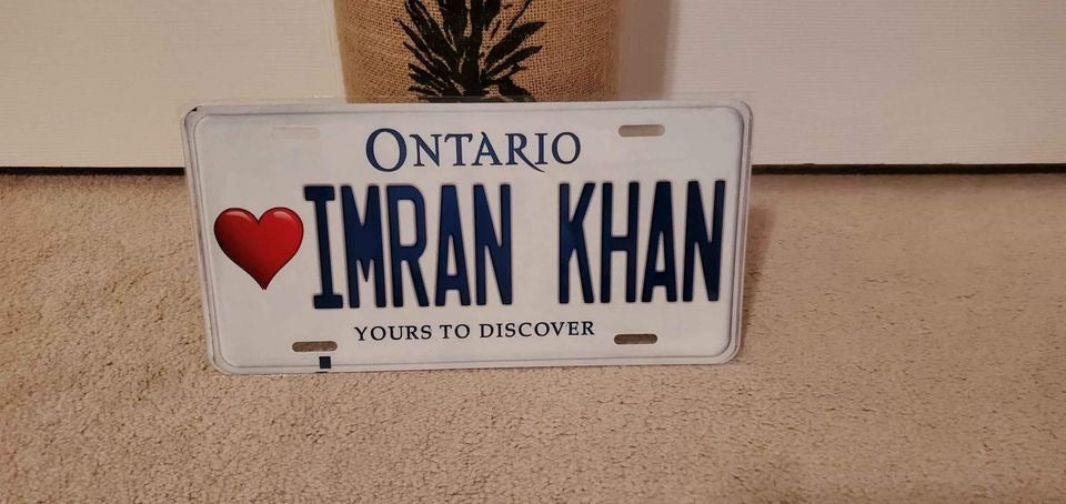 <3 IMRAN KHAN : Custom Car Ontario For Off Road License Plate Souvenir Personalized Gift Display