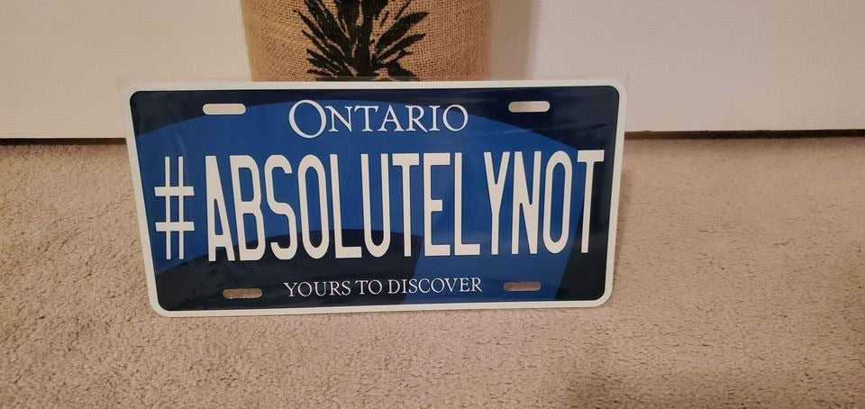 #ABSOLUTELY NOT : Custom Car Ontario For Off Road License Plate Souvenir Personalized Gift Display