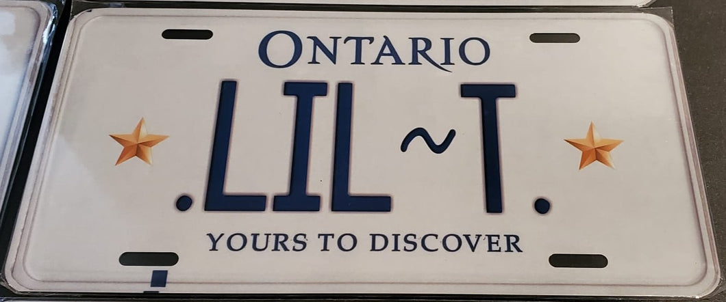 LIL T : Custom Car Plate Ontario For Novelty Souvenir Gift Display Special Occasions Mancave Garage Office Windshield