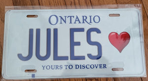 JULES<3 : Custom Car Ontario For Off Road License Plate Souvenir Personalized Gift Display